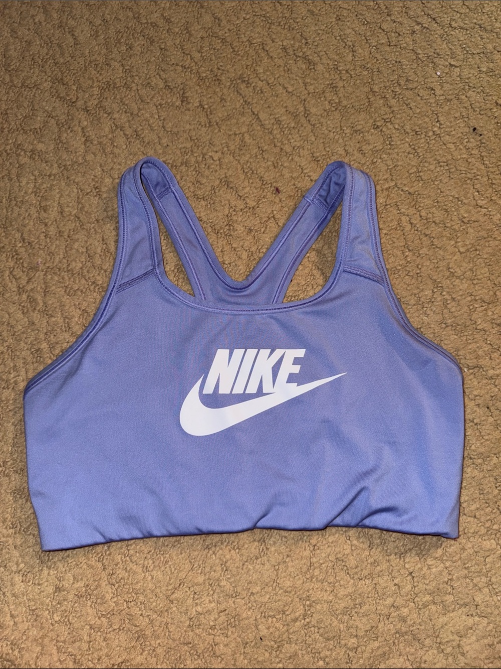 Nike Periwinkle Racerback Sports Bra with White Logo